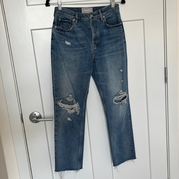 EVERLANE The Cheeky Jean High Rise Distressed Crop Straight 26 - Picture 1 of 7